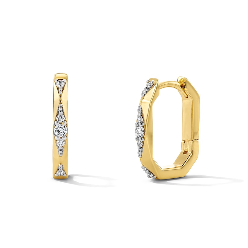Main Image 1 of 1/8 CT. T.W. Lab-Grown Diamond Cluster Hoop Earrings in Sterling Silver with 18K Gold Plate (F/VS2)
