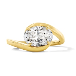 2 CT. T.W. Oval-Cut Certified Lab-Grown Diamond East-West Solitaire Engagement Ring in 14K Gold (F/VS2)
