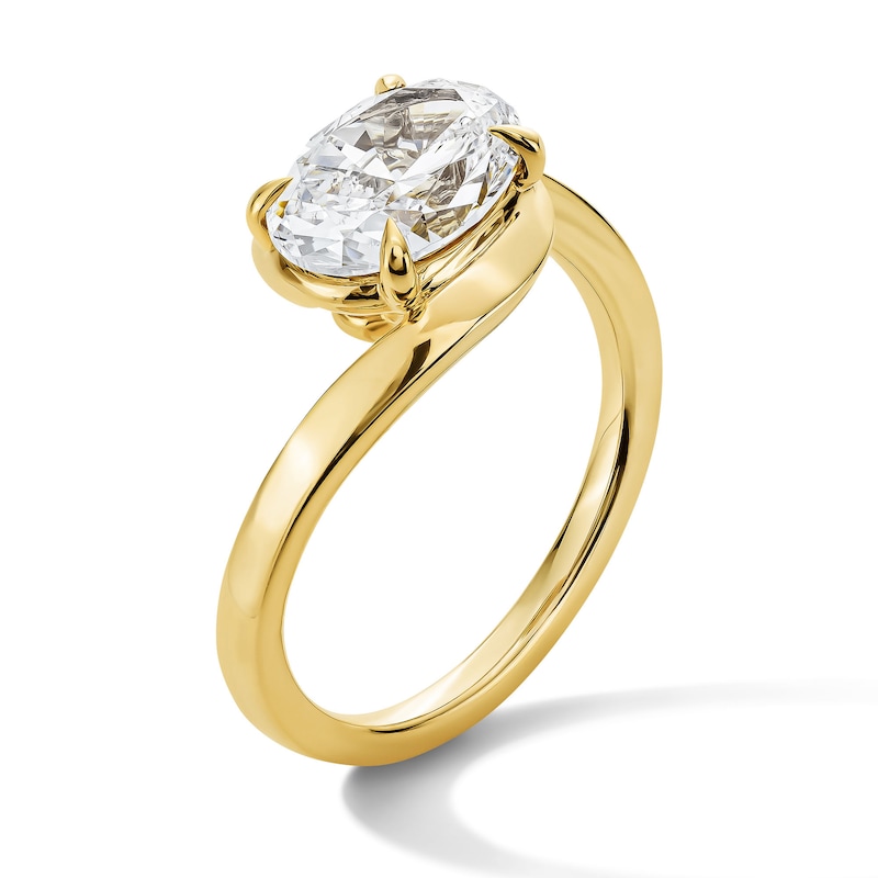 Main Image 4 of 2 CT. T.W. Oval-Cut Certified Lab-Grown Diamond East-West Solitaire Engagement Ring in 14K Gold (F/VS2)