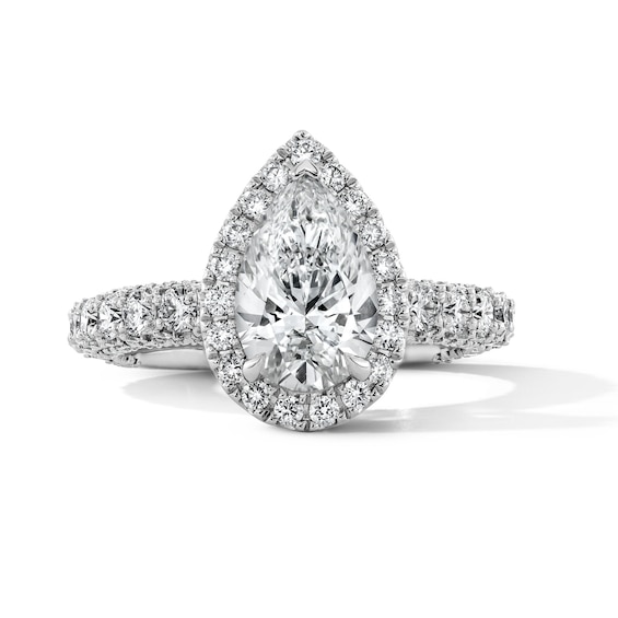 Vera Wang Love Collection 2-7/8 CT. T.w. Pear-Shaped Certified Lab-Grown Diamond Frame Engagement Ring in Platinum (F/Vs2)