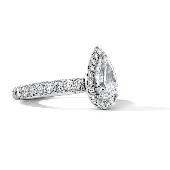 Vera Wang Love Collection 2-7/8 CT. T.w. Pear-Shaped Certified Lab-Grown Diamond Frame Engagement Ring in Platinum (F/Vs2)