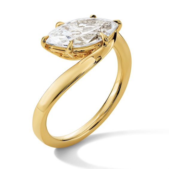 1-1/2 CT. T.w. Marquise-Cut Certified Lab-Grown Diamond Tilted Solitaire Engagement Ring in 14K Gold (F/Vs2)
