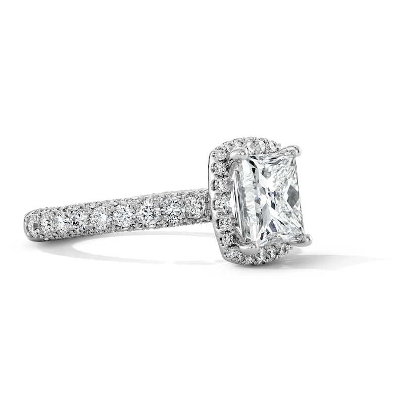 Main Image 3 of Vera Wang Love Collection 4-3/8 CT. T.W. Princess-Cut Certified Lab-Grown Diamond Frame Engagement Ring in Platinum (F/VS2)