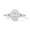 Thumbnail Image 1 of 1 CT. T.W. Oval Certified Lab-Grown Diamond Frame Engagement Ring in 14K White Gold (F/VS2)