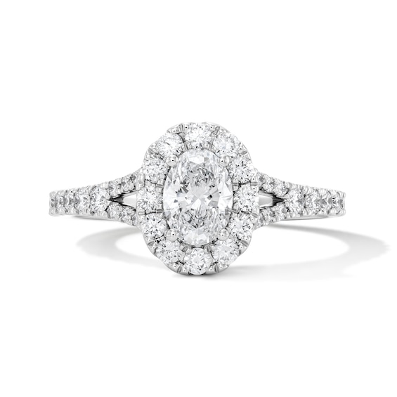 1 CT. T.w. Oval Certified Lab-Grown Diamond Frame Engagement Ring in 14K White Gold (F/Vs2)