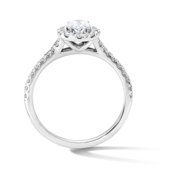 1 CT. T.w. Oval Certified Lab-Grown Diamond Frame Engagement Ring in 14K White Gold (F/Vs2)