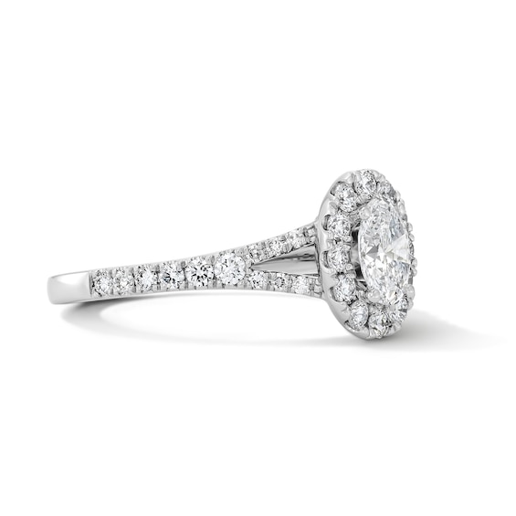 1 CT. T.w. Oval Certified Lab-Grown Diamond Frame Engagement Ring in 14K White Gold (F/Vs2)