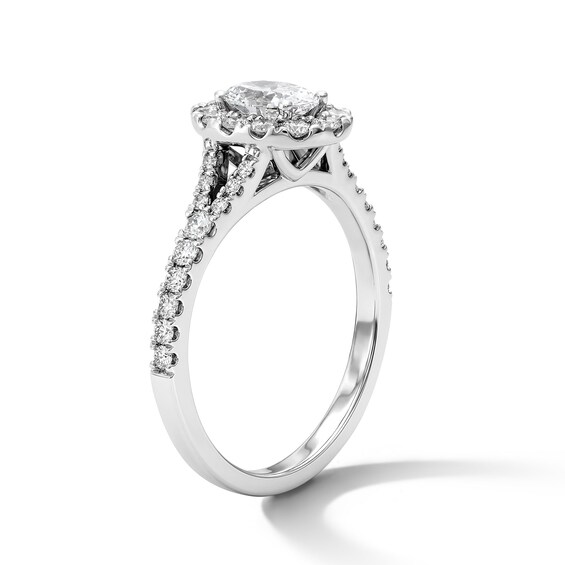 1 CT. T.w. Oval Certified Lab-Grown Diamond Frame Engagement Ring in 14K White Gold (F/Vs2)