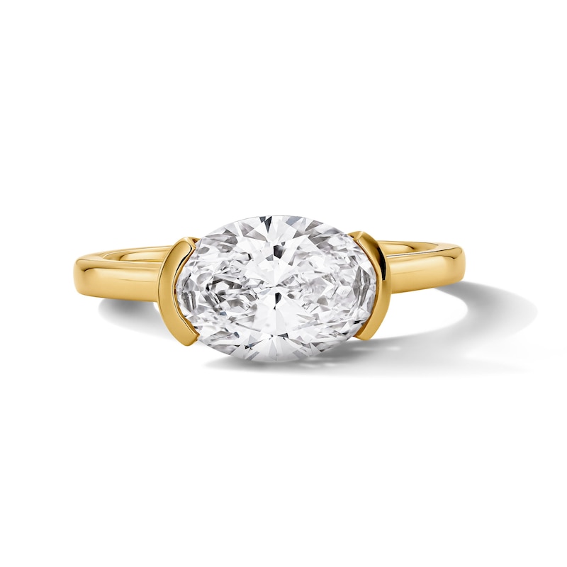 Main Image 1 of 2 CT. T.W. Oval Certified Lab-Grown Diamond East-West Solitaire Engagement Ring in 14K Gold (F/VS2)