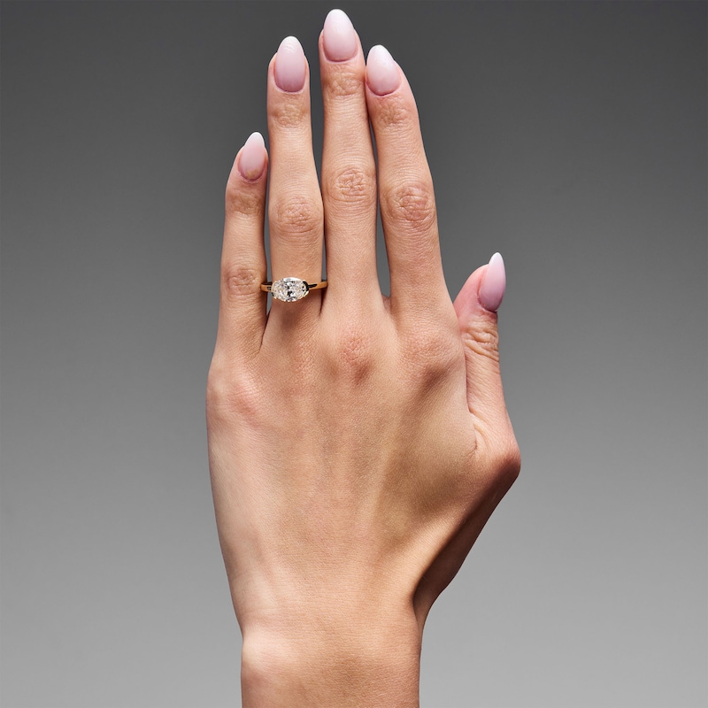Main Image 2 of 2 CT. T.W. Oval Certified Lab-Grown Diamond East-West Solitaire Engagement Ring in 14K Gold (F/VS2)
