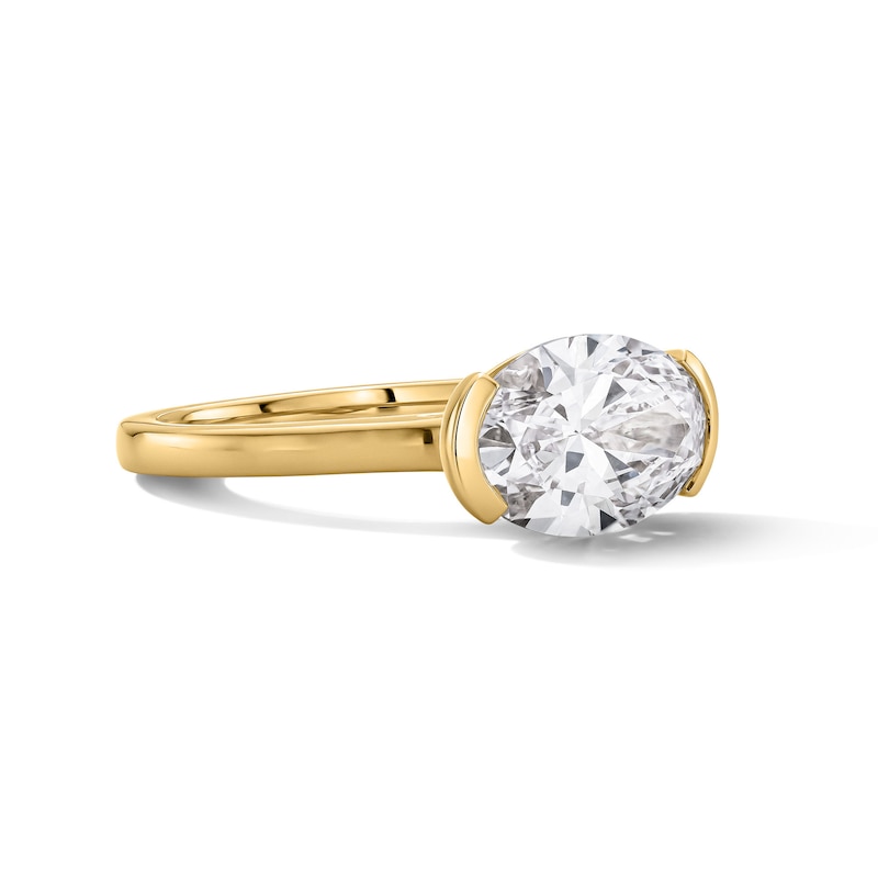 Main Image 4 of 2 CT. T.W. Oval Certified Lab-Grown Diamond East-West Solitaire Engagement Ring in 14K Gold (F/VS2)
