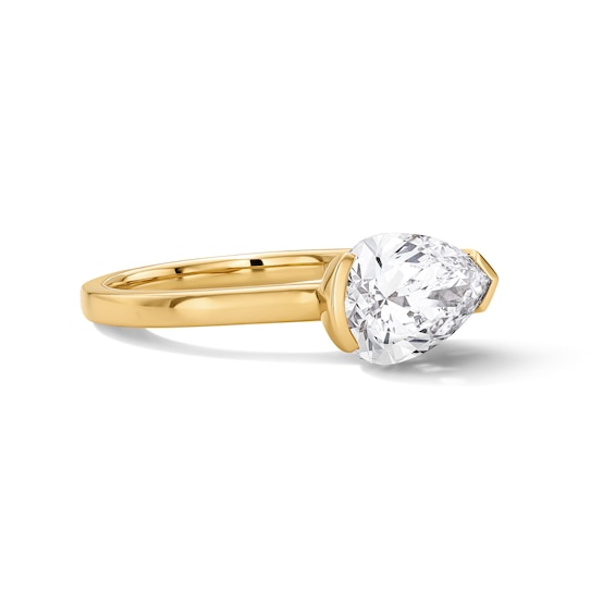 2 CT. T.w. Pear-Shaped Certified Lab-Grown Diamond East-West Solitaire Engagement Ring in 14K Gold (F/Vs2)