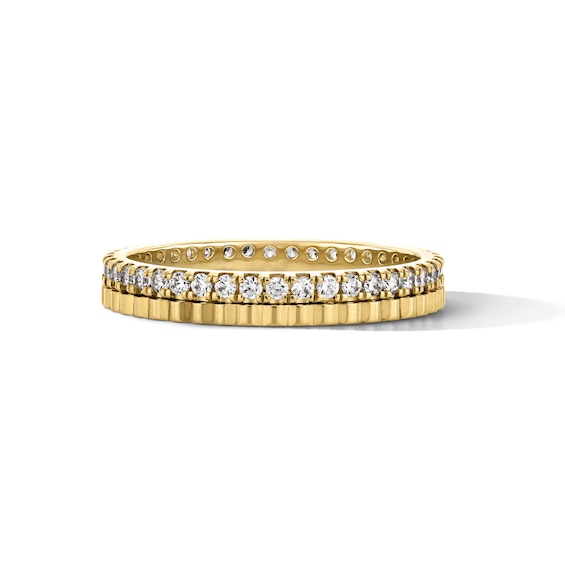 3/8 CT. T.w. Lab-Grown Diamond Ribbed Faux Stack Anniversary Ring in 14K Gold (F/Vs2)