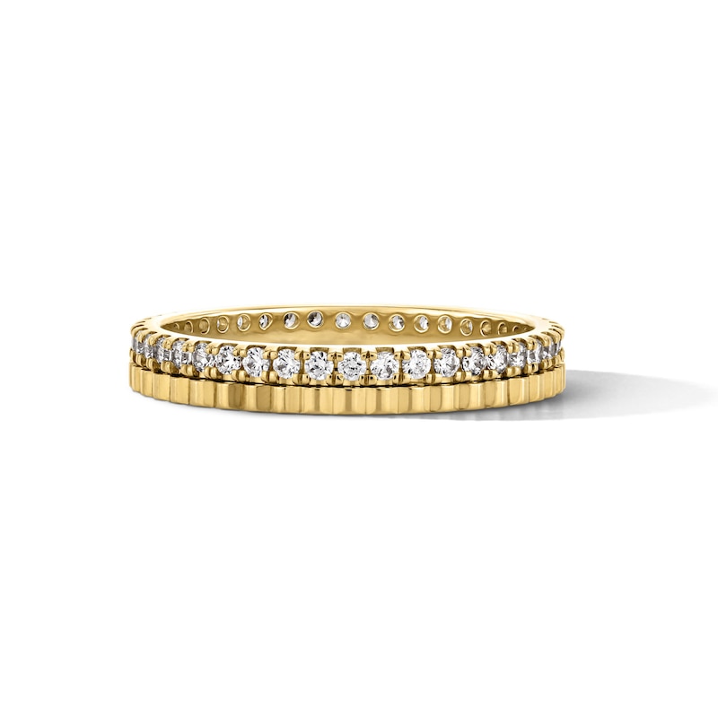 Main Image 1 of 3/8 CT. T.W. Lab-Grown Diamond Ribbed Faux Stack Anniversary Ring in 14K Gold (F/VS2)