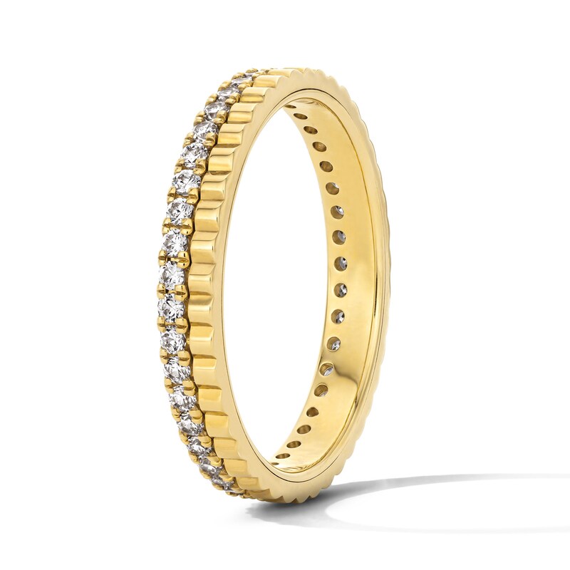 Main Image 4 of 3/8 CT. T.W. Lab-Grown Diamond Ribbed Faux Stack Anniversary Ring in 14K Gold (F/VS2)
