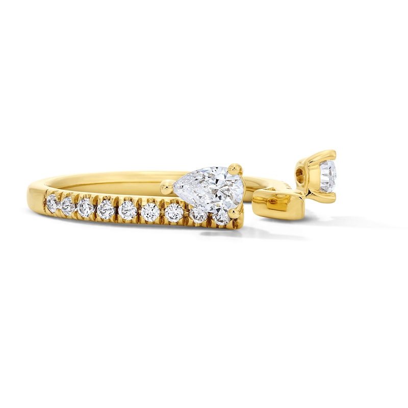 Main Image 4 of 3/4 CT. T.W. Pear-Shaped Lab-Grown Diamond Enhancer with Pavé Accents in 14K Gold (F/VS2)