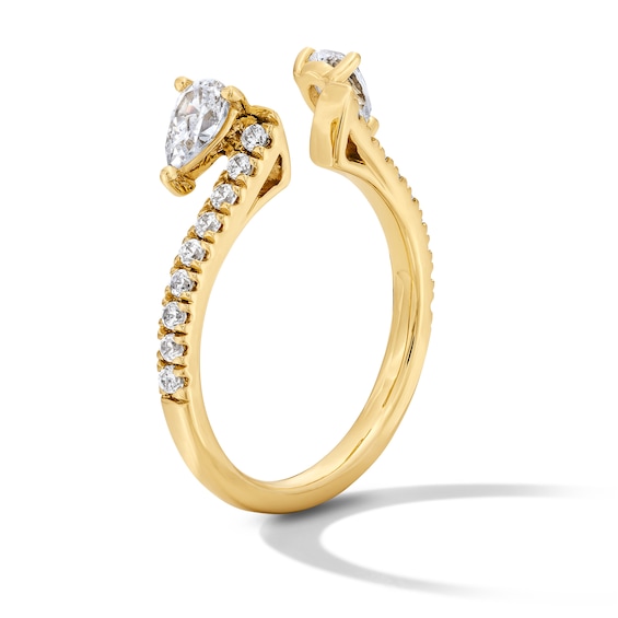 3/4 CT. T.w. Pear-Shaped Lab-Grown Diamond Enhancer with Pavé Accents in 14K Gold (F/Vs2)