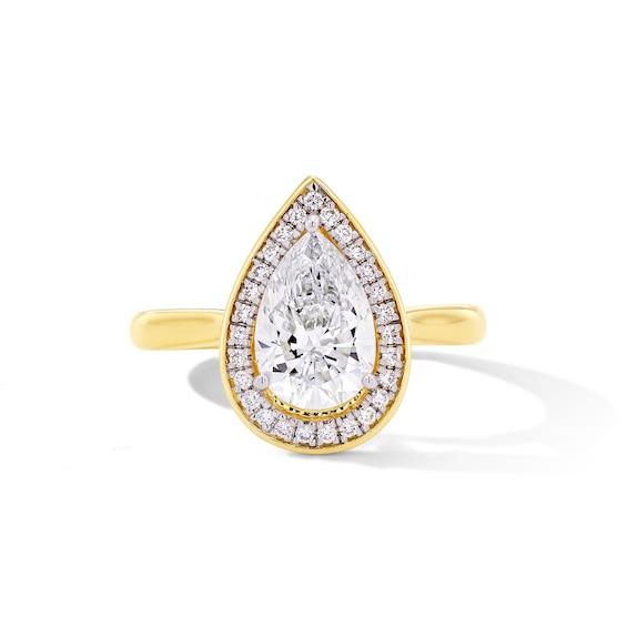 Modern Echo 1-3/4 CT. T.w. Pear-Shaped Certified Lab-Grown Diamond Frame Engagement Ring in 14K Gold (F/Vs2)