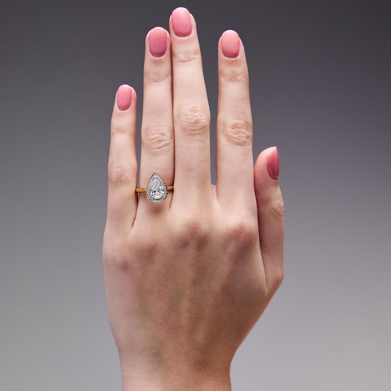 Main Image 2 of Modern Echo 1-3/4 CT. T.W. Pear-Shaped Certified Lab-Grown Diamond Frame Engagement Ring in 14K Gold (F/VS2)