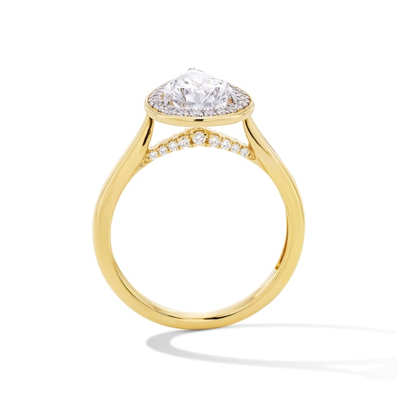Modern Echo 1-3/4 CT. T.w. Pear-Shaped Certified Lab-Grown Diamond Frame Engagement Ring in 14K Gold (F/Vs2)