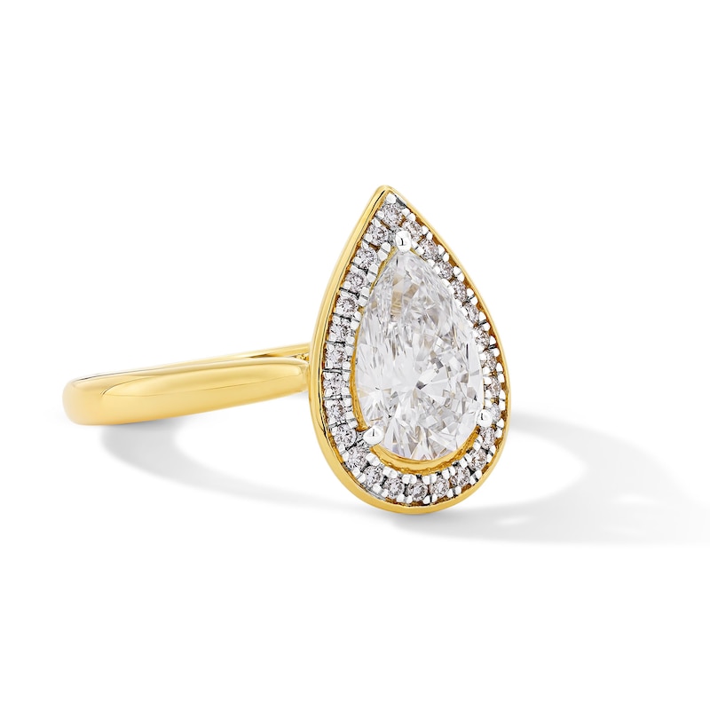 Main Image 4 of Modern Echo 1-3/4 CT. T.W. Pear-Shaped Certified Lab-Grown Diamond Frame Engagement Ring in 14K Gold (F/VS2)