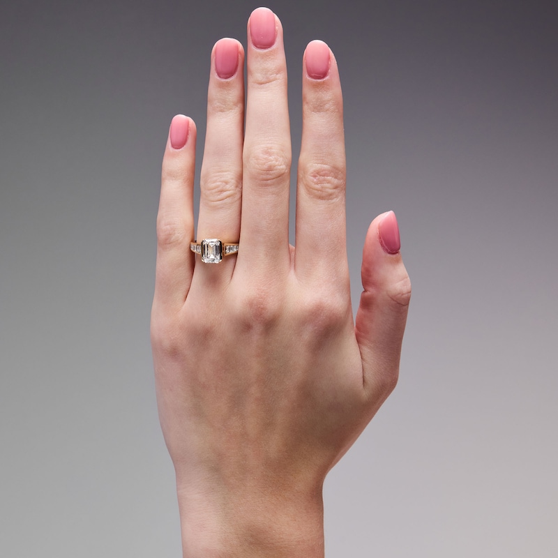 Main Image 2 of 2-1/2 CT. T.W. Emerald-Cut Certified Lab-Grown Diamond Engagement Ring in 14K Gold (F/VS2)