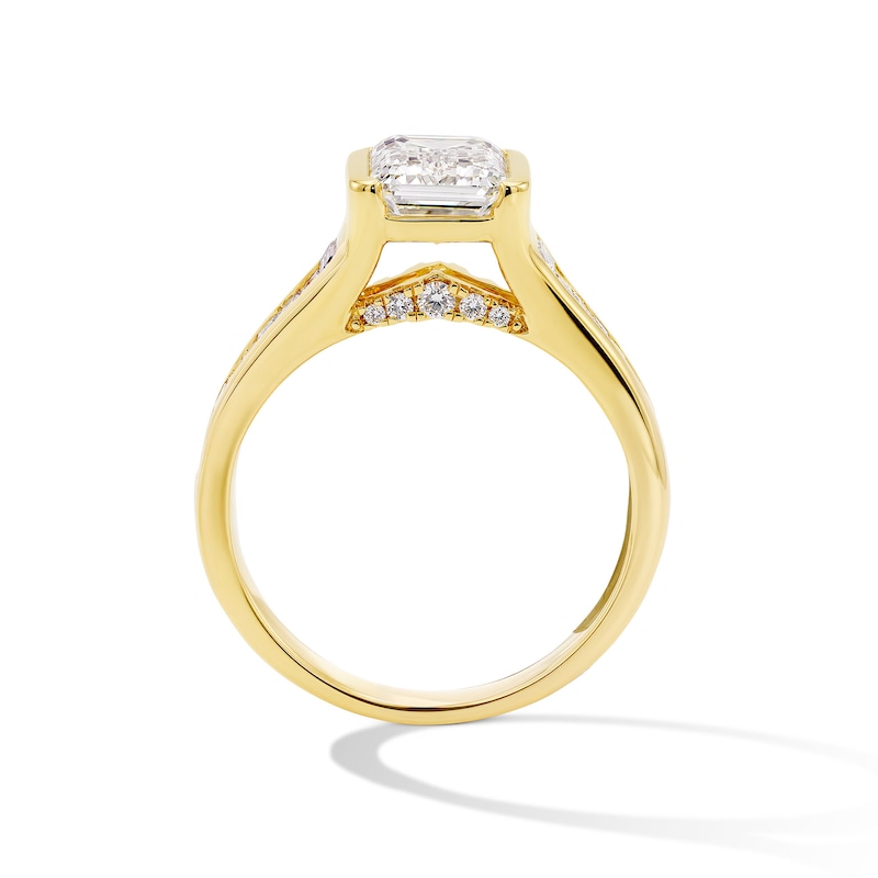 Main Image 3 of 2-1/2 CT. T.W. Emerald-Cut Certified Lab-Grown Diamond Engagement Ring in 14K Gold (F/VS2)