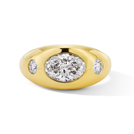 2-1/3 CT. T.w. Oval Certified Lab-Grown Diamond Bezel-Set Engagement Ring in 14K Gold (F/Vs2)