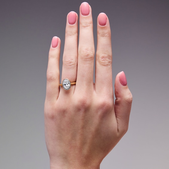 Modern Echo 1-3/4 CT. T.w. Oval Certified Lab-Grown Diamond Frame Engagement Ring in 14K Gold (F/Vs2)