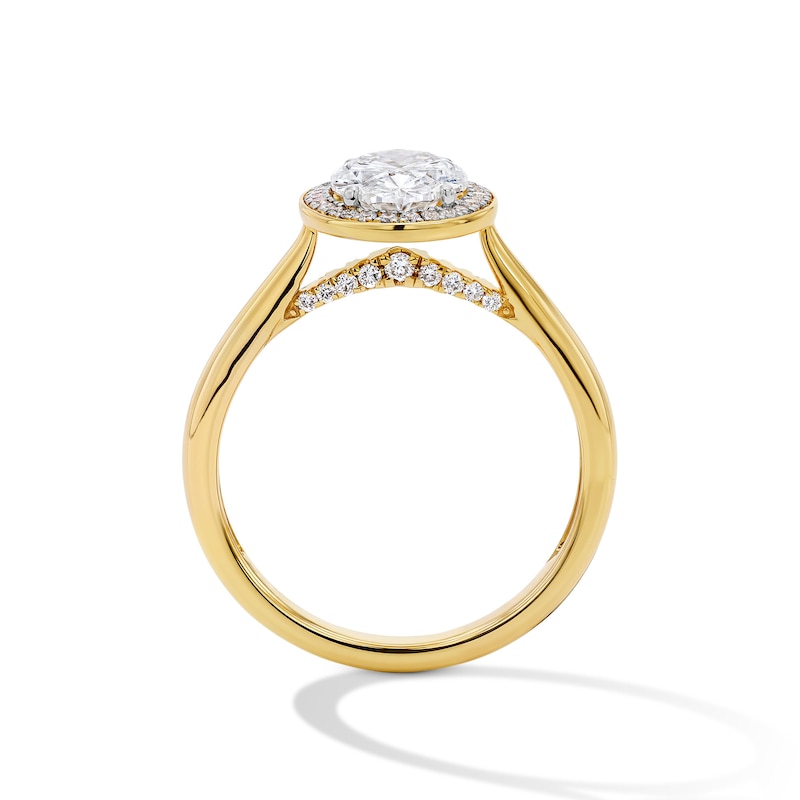 Main Image 3 of Modern Echo 1-3/4 CT. T.W. Oval Certified Lab-Grown Diamond Frame Engagement Ring in 14K Gold (F/VS2)