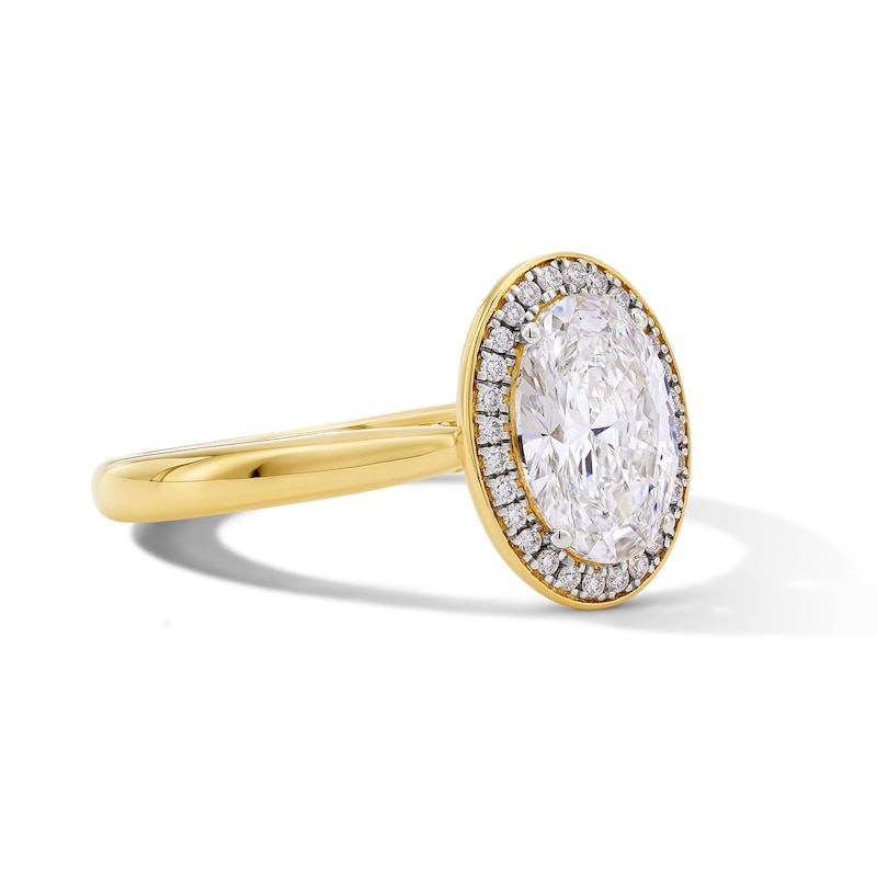 Main Image 4 of Modern Echo 1-3/4 CT. T.W. Oval Certified Lab-Grown Diamond Frame Engagement Ring in 14K Gold (F/VS2)