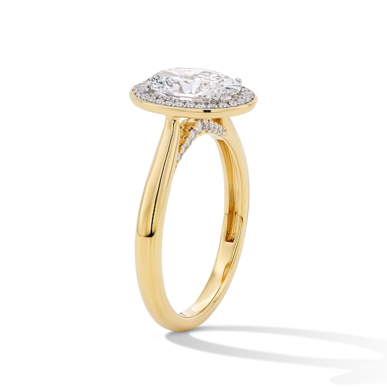 Modern Echo 1-3/4 CT. T.w. Oval Certified Lab-Grown Diamond Frame Engagement Ring in 14K Gold (F/Vs2)