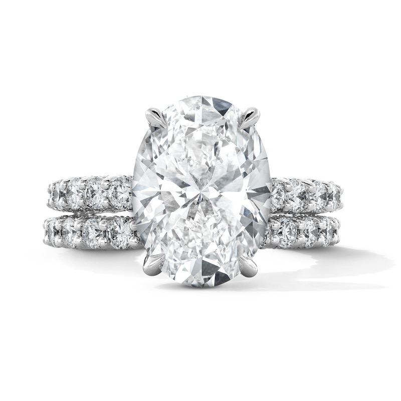 Main Image 1 of Vera Wang Love Collection 7-1/4 CT. T.W. Oval Certified Lab-Grown Diamond Bridal Set in 14K White Gold (F/VS2)