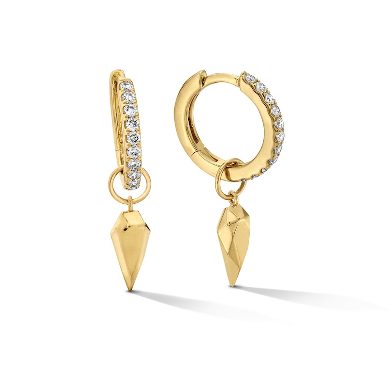 Main Image 1 of 1/6 CT. T.W. Lab-Grown Diamond Kite Dangle Hoop Earrings in 10K Gold (F/VS2)