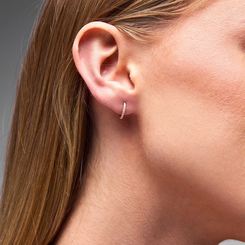 Main Image 2 of 1/6 CT. T.W. Lab-Grown Diamond Kite Dangle Hoop Earrings in 10K Gold (F/VS2)