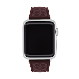 Ladies’ Coach Apple Watch Straps Black Currant Logo Silicone Interchangeable Replacement Band (Model: 14700320)