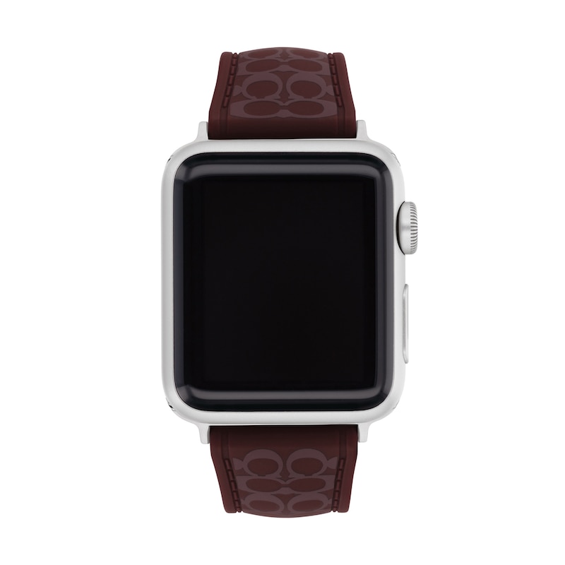 Main Image 1 of Ladies’ Coach Apple Watch Straps Black Currant Logo Silicone Interchangeable Replacement Band (Model: 14700320)