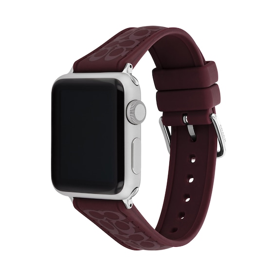 Ladies’ Coach Apple Watch Straps Black Currant Logo Silicone Interchangeable Replacement Band (Model: 14700320)