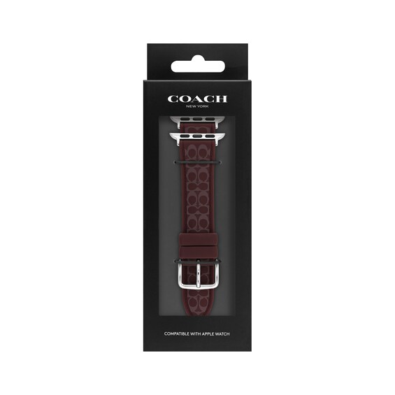 Ladies’ Coach Apple Watch Straps Black Currant Logo Silicone Interchangeable Replacement Band (Model: 14700320)