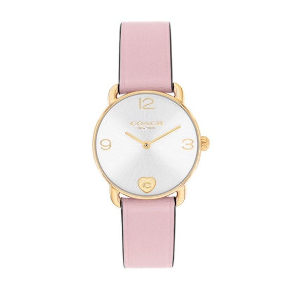 Ladies' Coach Elliot Gold-Tone IP Stainless Steel Watch Set with Pink Leather Strap (Model: 14000137)