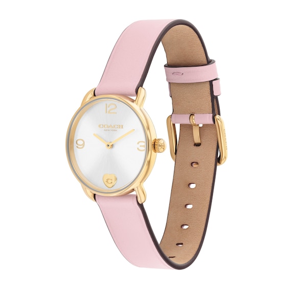 Ladies' Coach Elliot Gold-Tone IP Stainless Steel Watch Set with Pink Leather Strap (Model: 14000137)