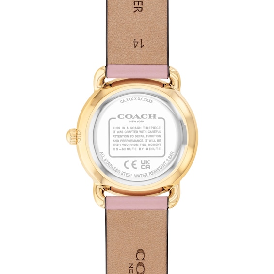 Ladies' Coach Elliot Gold-Tone IP Stainless Steel Watch Set with Pink Leather Strap (Model: 14000137)
