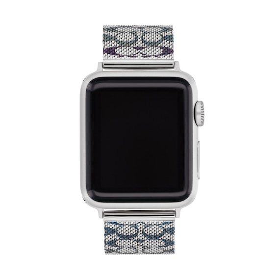 Ladies' Coach Apple Watch Straps Blue/Purple Logo Mesh Interchangeable Replacement Band (Model: 14700319)