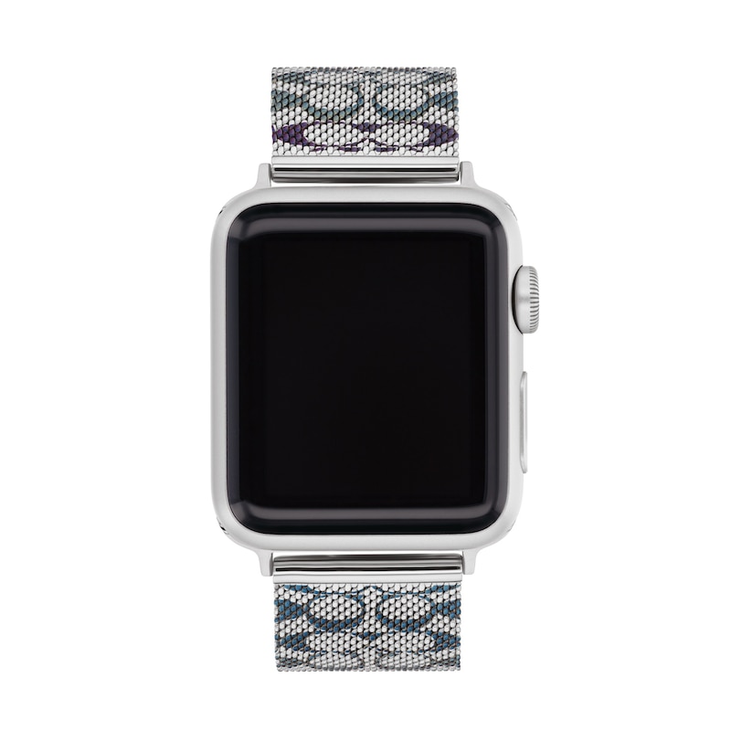 Main Image 1 of Ladies' Coach Apple Watch Straps Blue/Purple Logo Mesh Interchangeable Replacement Band (Model: 14700319)