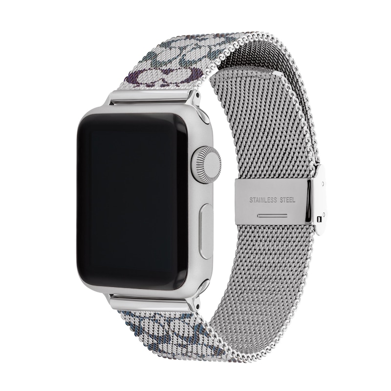 Main Image 2 of Ladies' Coach Apple Watch Straps Blue/Purple Logo Mesh Interchangeable Replacement Band (Model: 14700319)