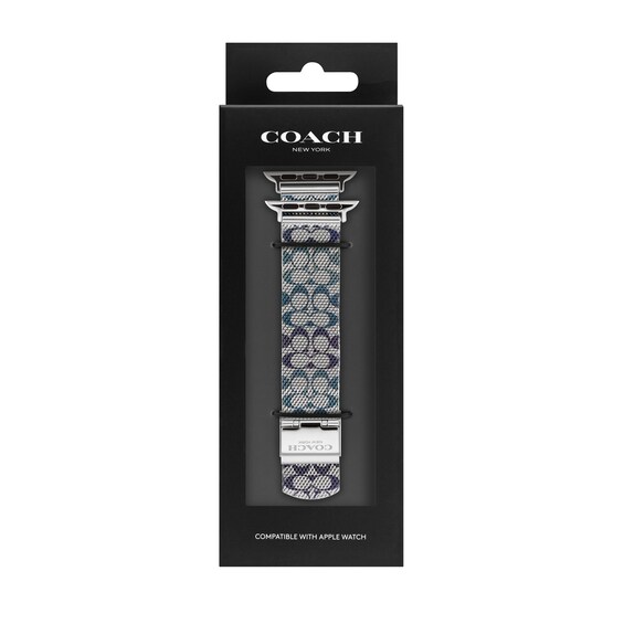 Ladies' Coach Apple Watch Straps Blue/Purple Logo Mesh Interchangeable Replacement Band (Model: 14700319)