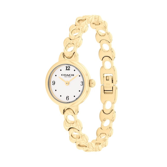 Ladies' Coach Iris Gold-Tone IP Stainless Steel Watch with Chalk Dial (Model: 14504650-T)