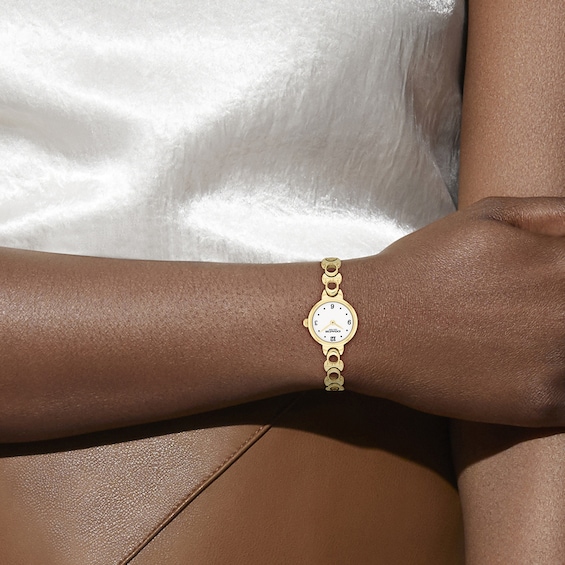 Ladies' Coach Iris Gold-Tone IP Stainless Steel Watch with Chalk Dial (Model: 14504650-T)