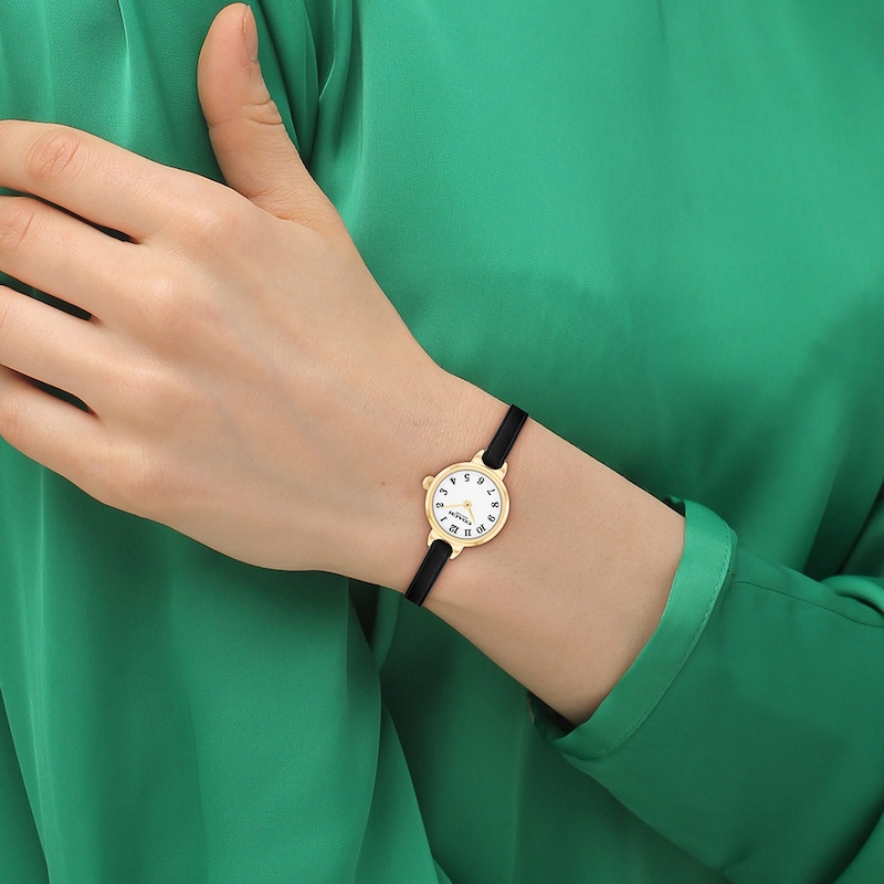 Main Image 4 of Ladies' Coach Iris Gold-Tone IP Stainless Steel Watch with Chalk Dial and Black Leather Strap (Model: 14504654-T)