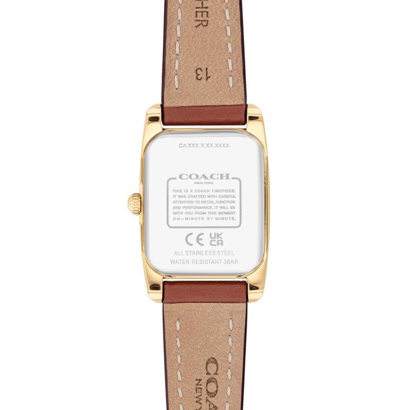 Main Image 3 of Ladies' Coach Reese Gold-Tone IP Stainless Steel Watch with White Dial and Brown Leather Strap (Model: 14504643)